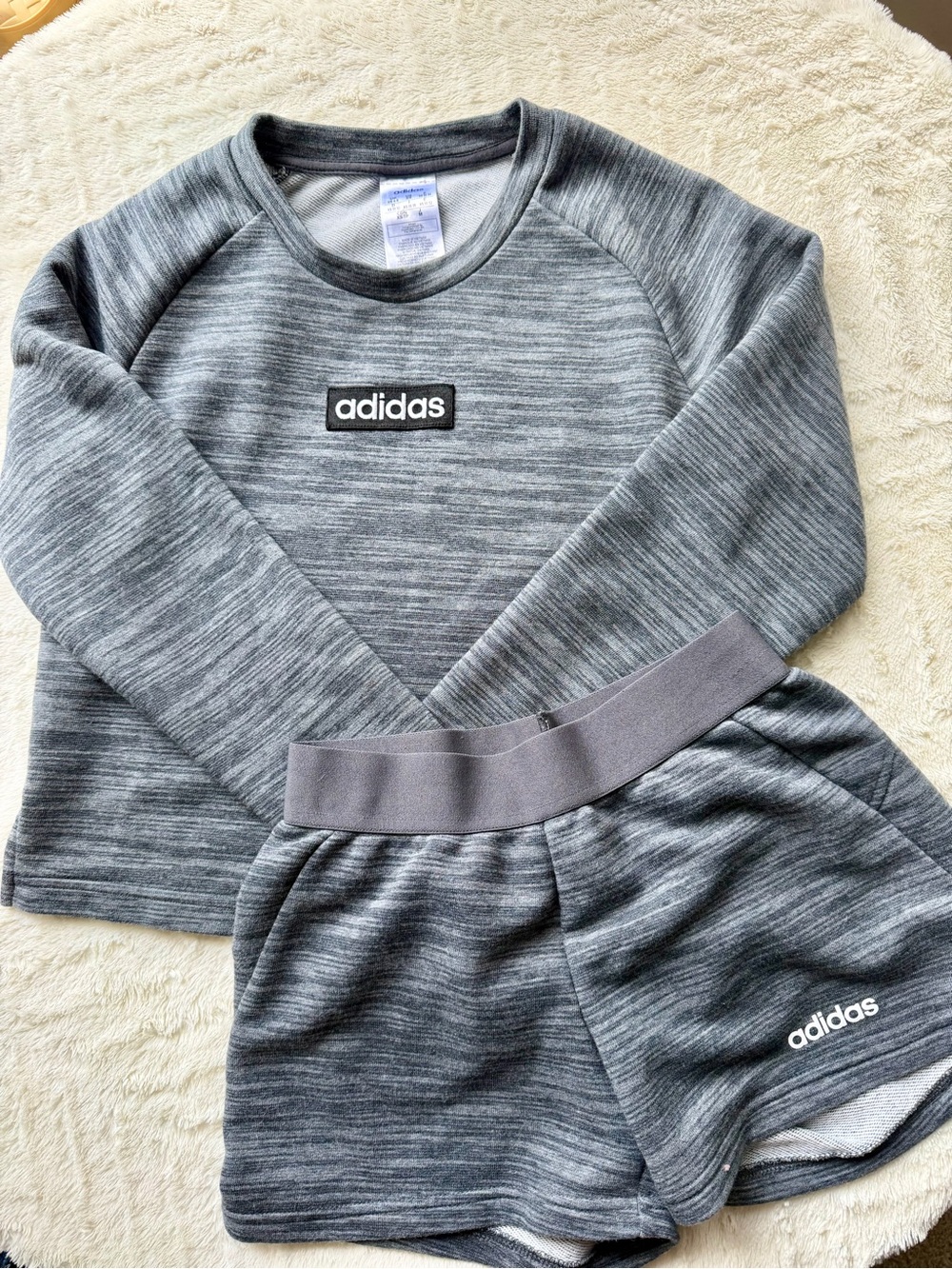 Adidas Gray Heather Sweatshirt & Shorts Set